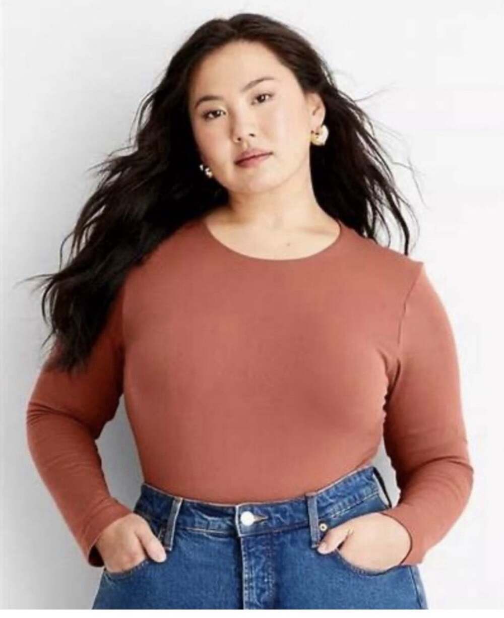 NWT Womens A New Day Rust Colored Long Sleeve Body Suit Bodysuit Size M